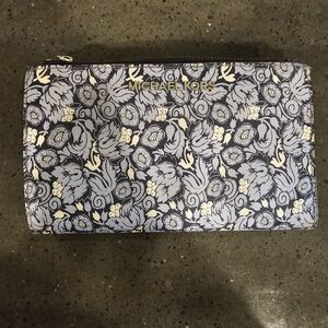 Michael Kors Blue and Cream Floral Wallet